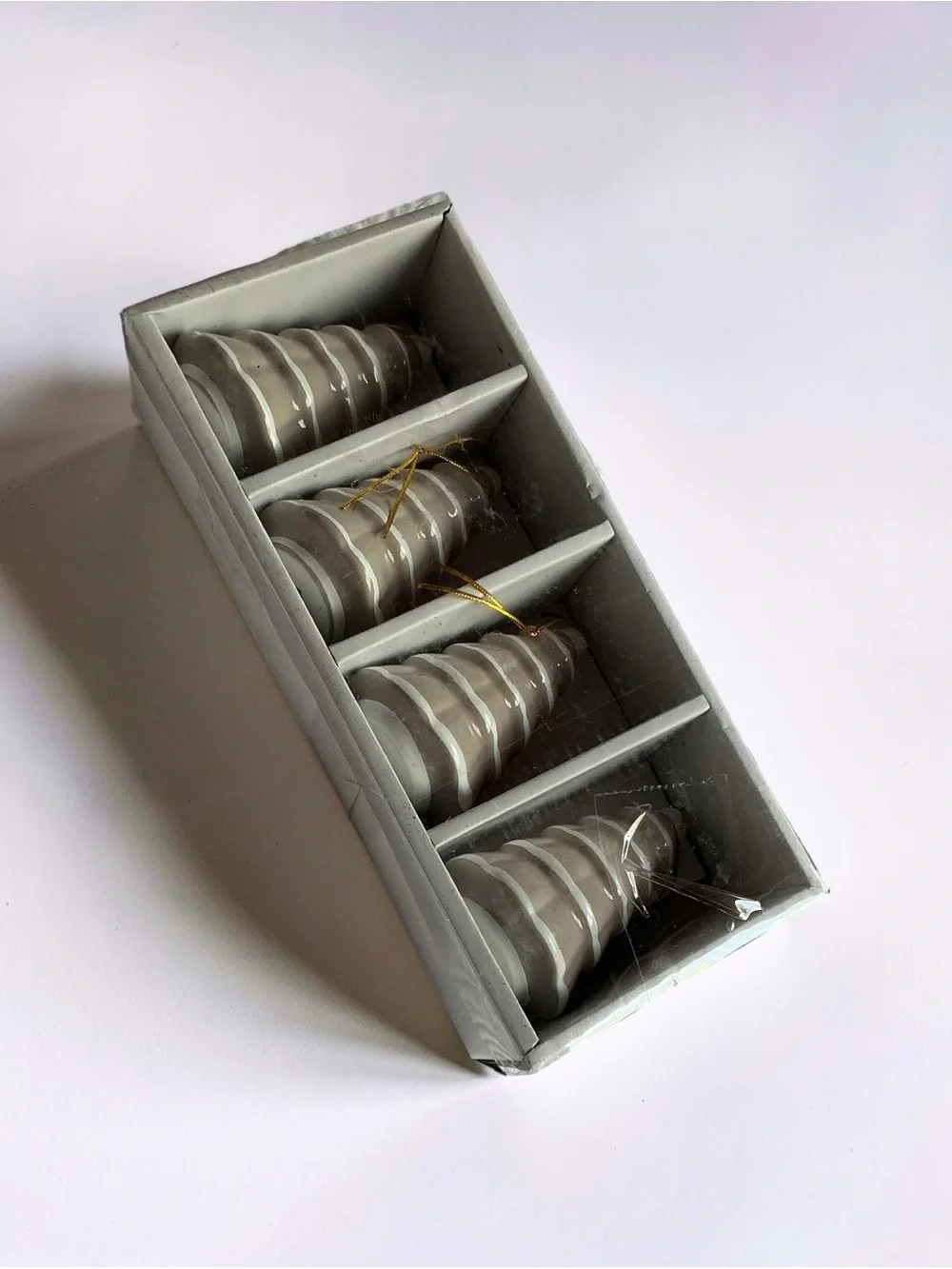 Set of 4 Ceramic Grey Christmas Tree Ornaments